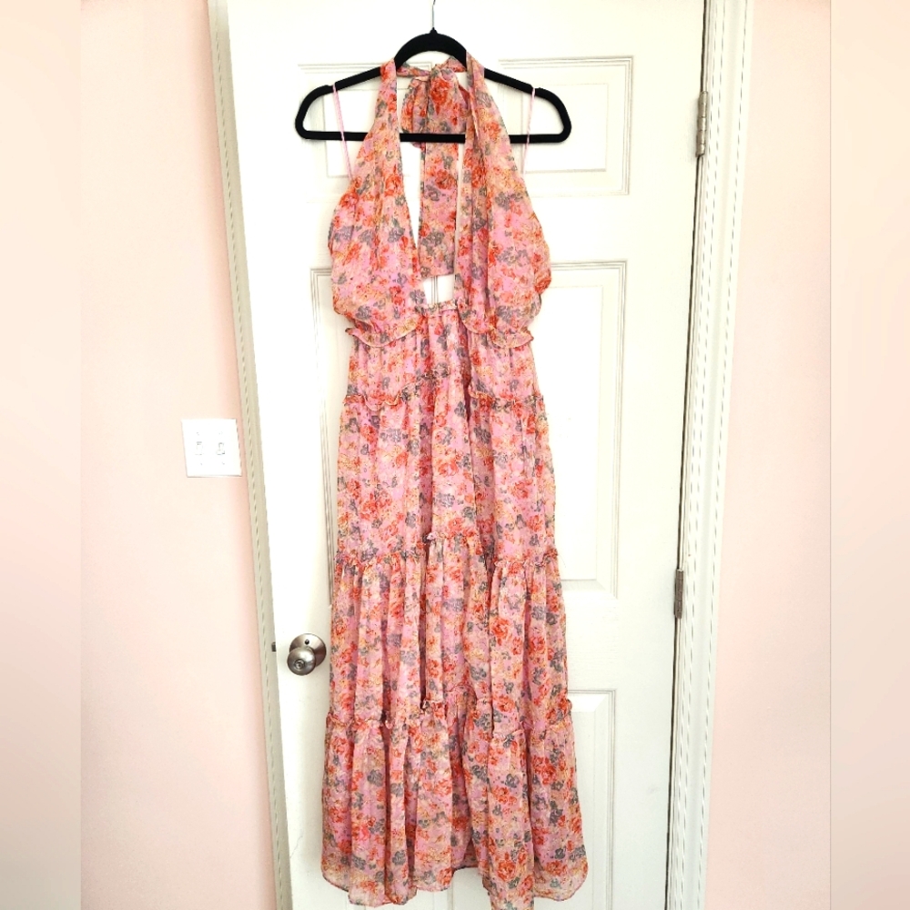 ASTR The Label Pink Floral Long Dress